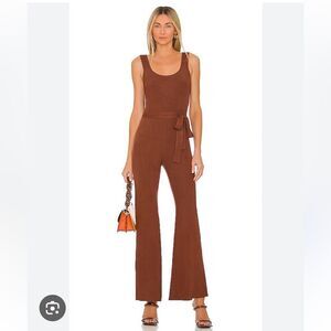 NWT All The Ways Genevieve Flared Jumpsuit Brown knit one piece Revolve M As Is